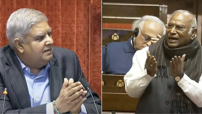 Parliament Session news खरगे और जगदीप धनखड़ में बहस हुई। (फोटो- संसद टीवी)