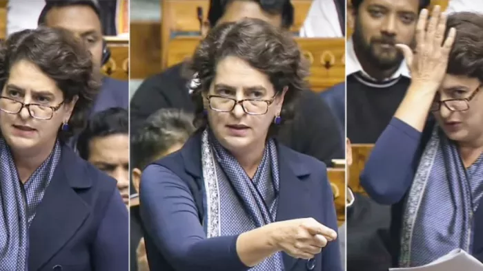 Priyanka Gandhi speech in parliament संसद में बरसीं प्रियंका। (फोटो- जागरण ग्राफिक्स)