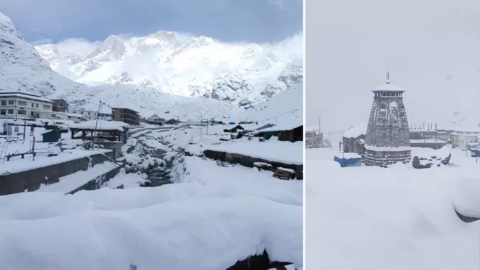 Snowfall in Kedarnath: तीन दिन से लगातार बर्फबारी के चलते ढाई फीट तक बर्फ जमी