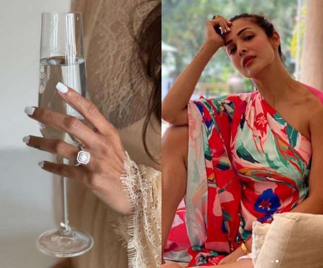 Malaika Arora Flaunts Her Beautiful Diamond Ring Fans Congratulate Her To  Taking Arjun Kapoor Name Photos Goes Viral On Social Media