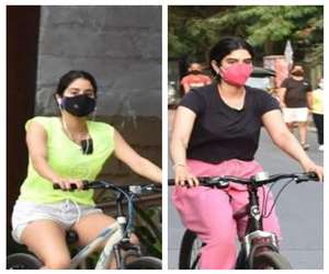 Janhvi Kapoor and Khushi Kapoor enjoy cycling. photo source @viralbhayani instagram.