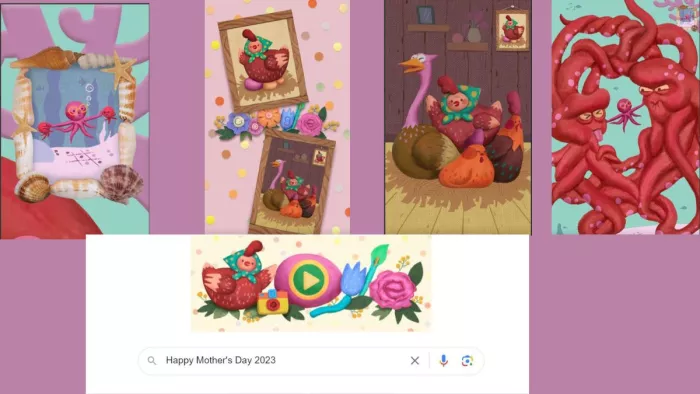 Mother's Day 2023 Google Doodle Animal Family Pictures, Pic Courtesy- Google