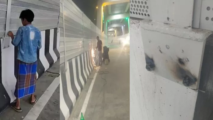 नट खोलते बच्चे का वीडियो वायरल होने के बाद कर दी गई वेल्डिंग।