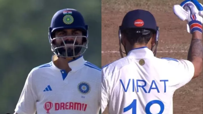 Virat Kohli epic reaction after hit first four of inning . Image twitter