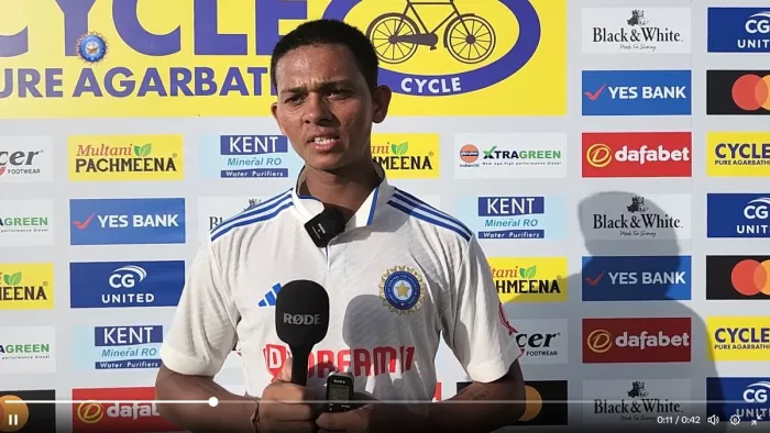 Yashasvi Jaiswal emotional speech after first hundred in debut test. Image-twitter