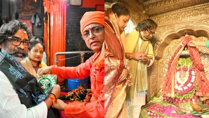 वाराणसी में बाबा काल भैरव के साथ पत्नी संग पहुंचे हेमंत सोरेन