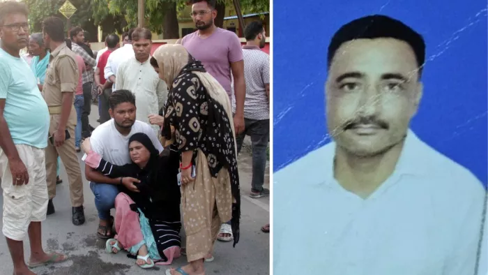तुर्कमानपुर कब्रिस्तान गली में युवक की हत्या के बाद शोकाकुल परिवारीजन। जागरण