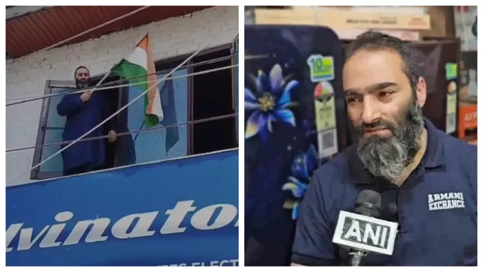 आतंकी जावेद मट्टू के भाई ने लहराया तिरंगा, (Image: ANI)