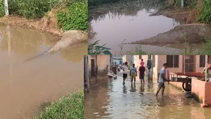 Haryana News: माइनर टूटने से दो गांवों में बिगड़े हालात, बाढ़ जैसे हालात, पलायन कर रहे लोग।