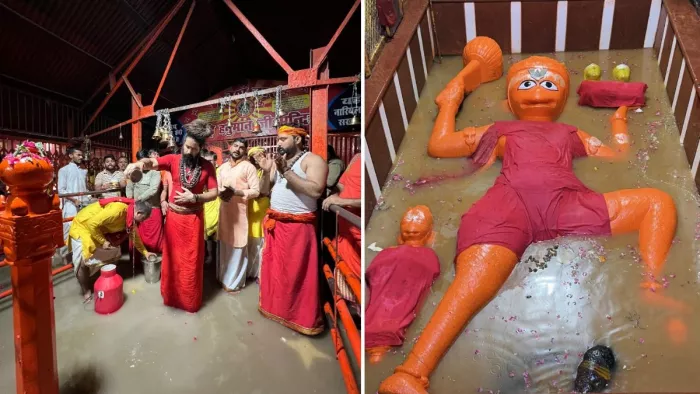 Prayagraj Flood: प्रयागराज में गंगा-यमुना में फिर उफान, बड़े हनुमान जी का पुन: महास्नान - Rising Flood waters in Ganga Yamuna Hanuman Ji Takes Another Holy Dip in Prayagraj