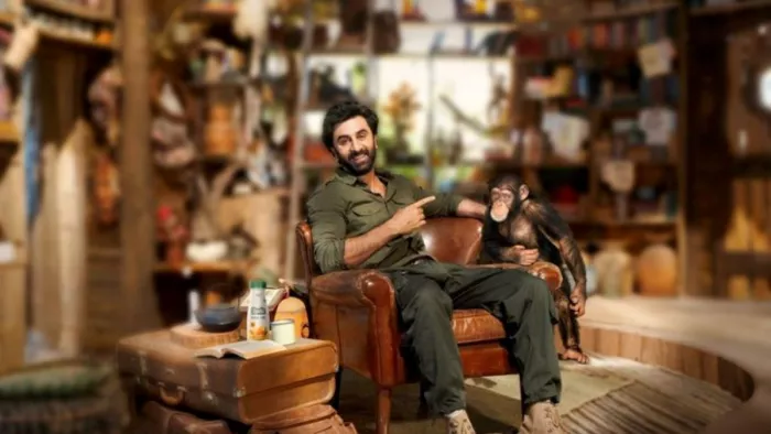 Ranbir Kapoor Poses with Chimpanzee. Photo Credit/ Ranbir Kapoor Universe