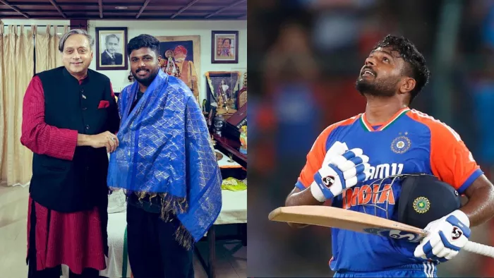 Sanju Samson Meets Shashi Tharoor: टीमं इंडिया के सलामी बल्लेबाज से मिले शशि थरूर।(फोटो सोर्स: शशि थरूर)