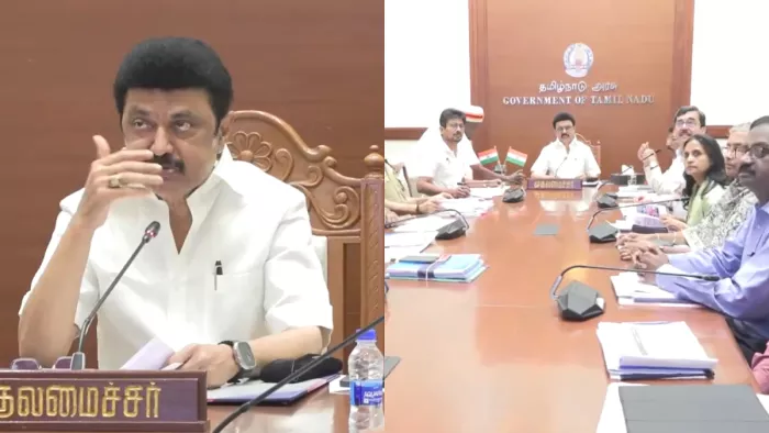 सीएम एमके स्टालिन ने भारी बारिश की चेतावनी पर अधिकारियों के साथ समीक्षा बैठक की। (Photo- ANI)
