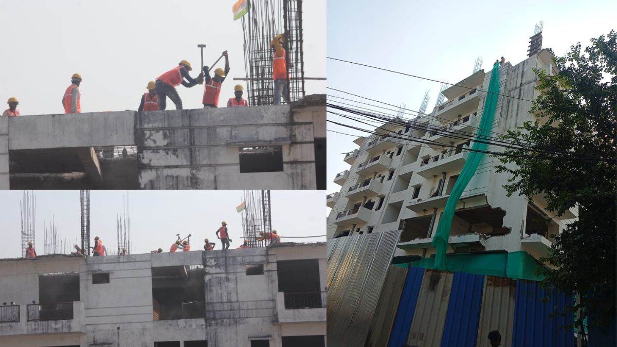 demolition of illegally built yazdan apartment started in lucknow