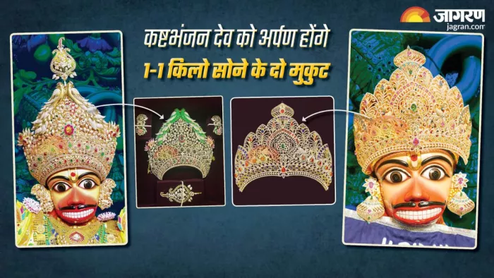 गुजरात के सालंगपुर के कष्टभंजन देव के दो आकर्षक मुकुट। (फोटो- जागरण)