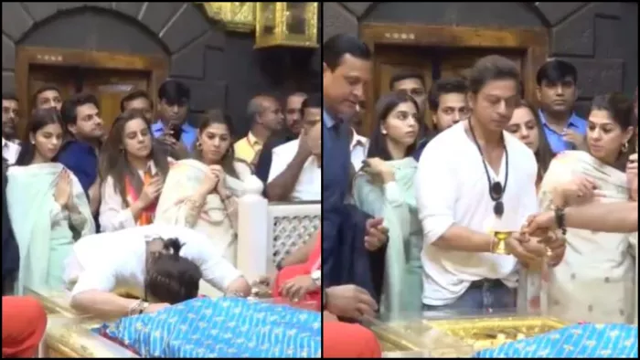 बेटी सुहाना के साथ शिरडी साईं बाबा के दरबार पहुंचे शाह रुख खान। फोटो क्रेडिट- ट्विटर