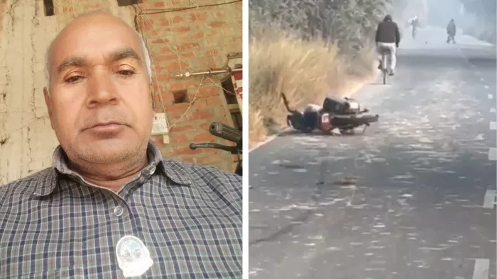 झिनकू दुबे की मौत से हड़कंप। सड़क के किनारे गिरी बाइक। जागरण