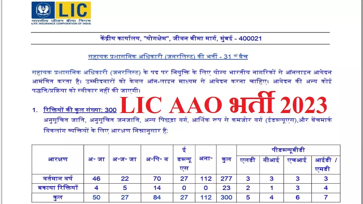 LIC AAO Notification 2023: एलआइसी एएओ नोटिफिकेशन डाउनलोड करने और अप्लीकेशन सबमिट करने के लिए वेबसाइट, licindia.in पर विजिट करें।