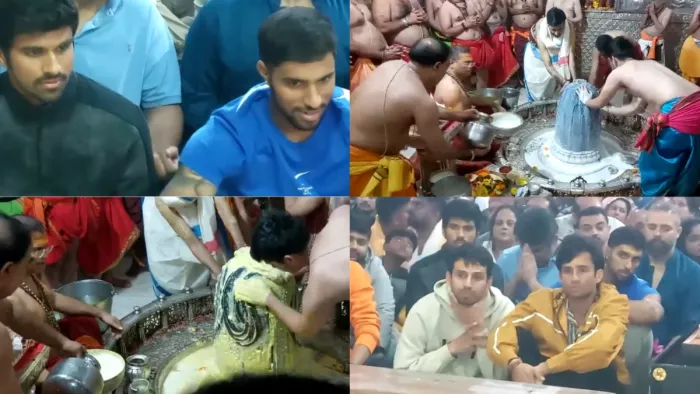 टीम इंडिया के खिलाड़ी बाबा महाकाल की नगरी उज्जैन में नजर आए। फोटो-एक्स से स्क्रीनग्रैब
