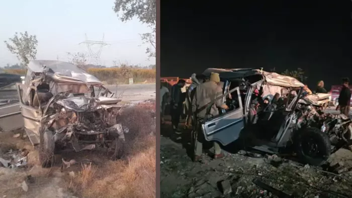 बस और बोलेरो में जोरदार टक्कर में 10 की मौत।
