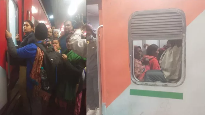 शाही स्नान के बाद ट्रेनों में बढ़ी श्रद्धालुओं की भीड़।
