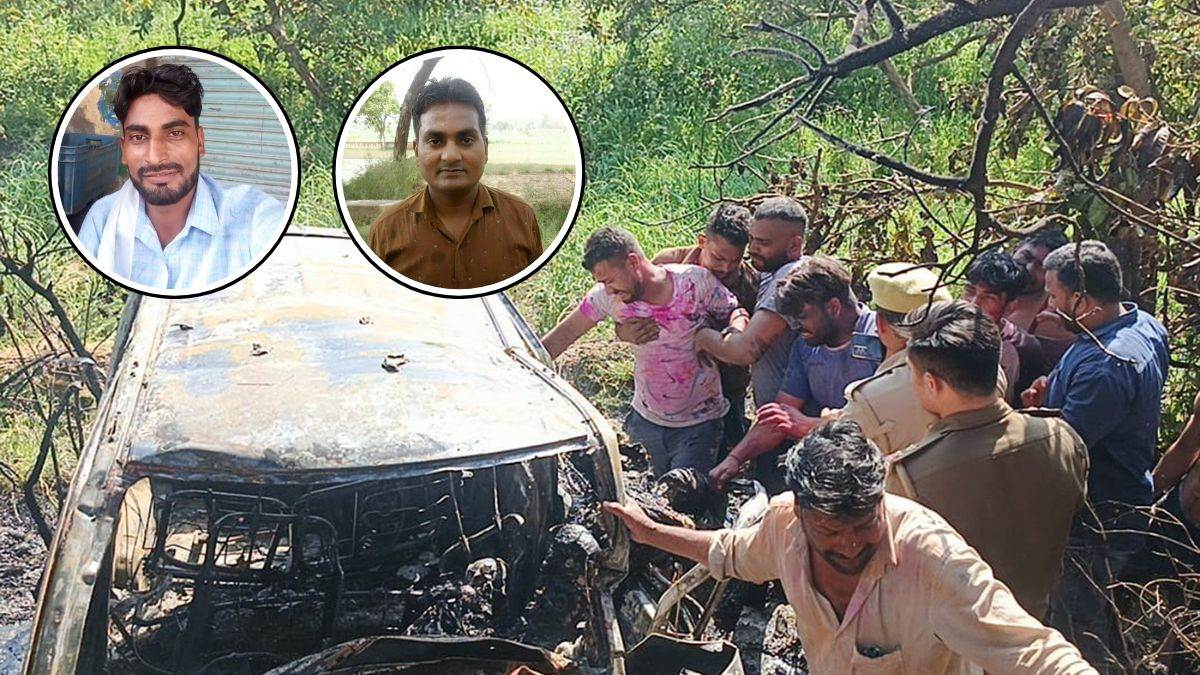 muzaffarnagar two friends died after burning alive in car terrible accident happened after hitting tree