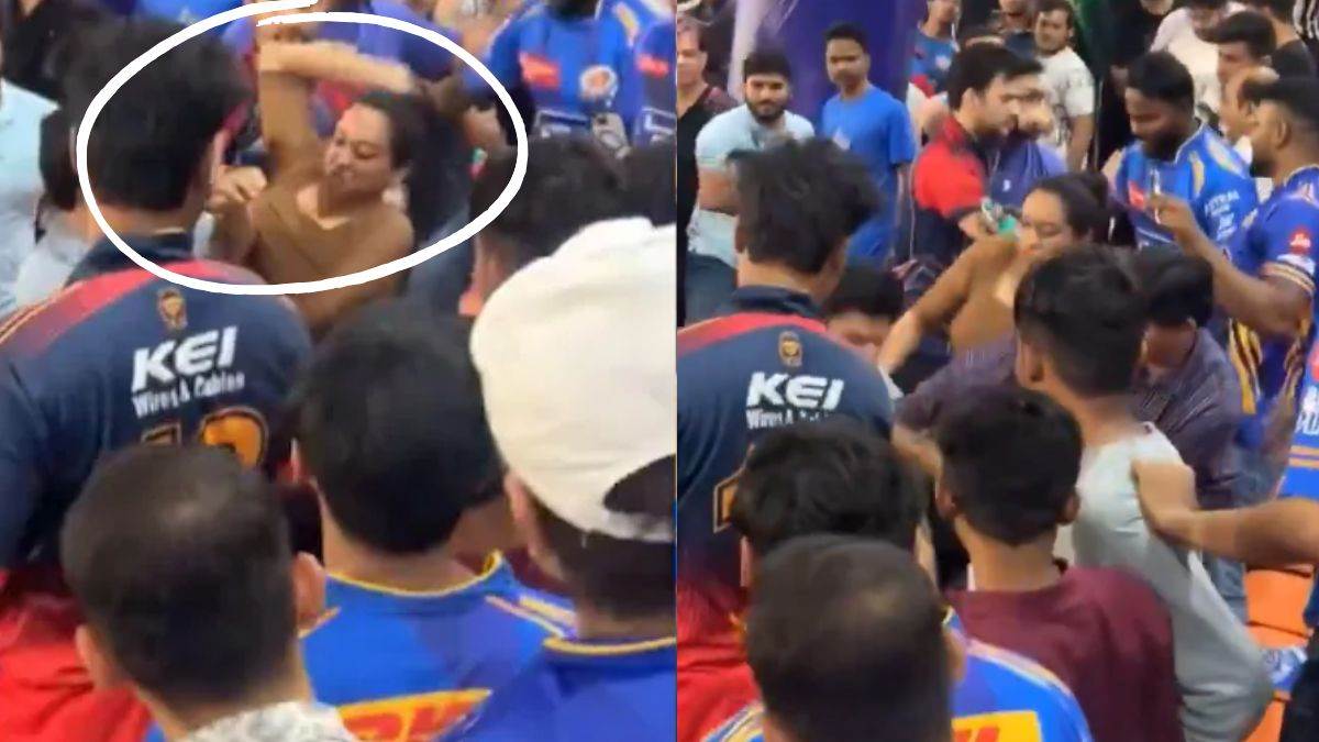 ncr woman beats up man during dc vs mi match at delhi arun jaitley stadium video goes viral