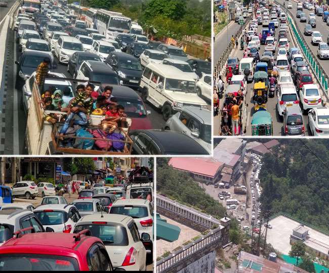 धनोल्टी, मसूरी और हरिद्वार आने वाले पर्यटक घंटों जाम में फंसे रहे