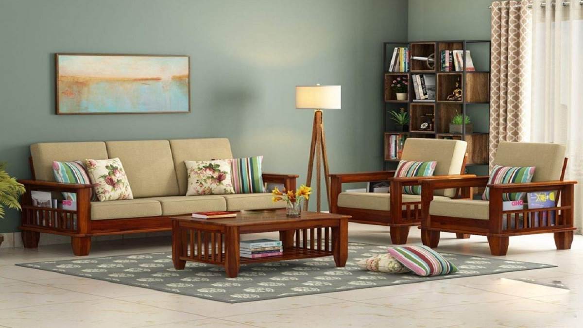 Wooden Sofa Set Design Image Source: Amazon