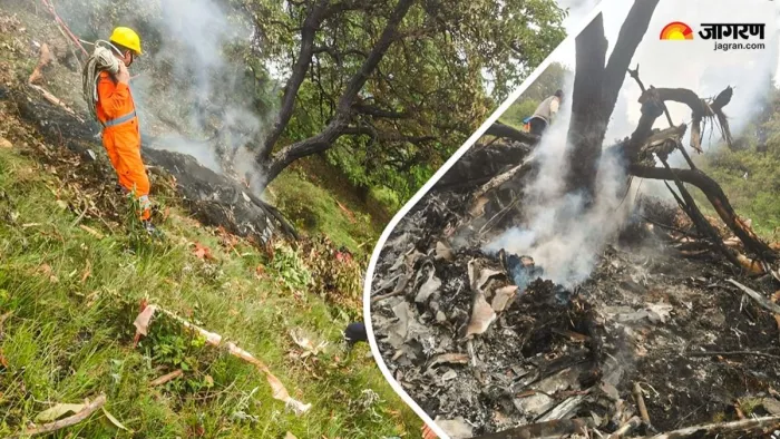 रूद्रप्रयाग में केदारनाथ रूट पर हेलिकॉप्टर दुर्घटनाग्रस्त। फोटो- सूचना विभाग रुद्रप्रयाग