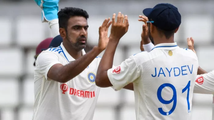 Ashwin throw Best Spell against WI in away Test. Image- Twitter