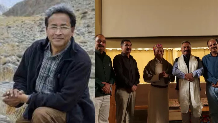 लद्दाख में सोनम वांगचुक व एचआइएल पहुंचे हिमाचल के शिक्षा मंत्री रोहित ठाकुर व अधिकारी।