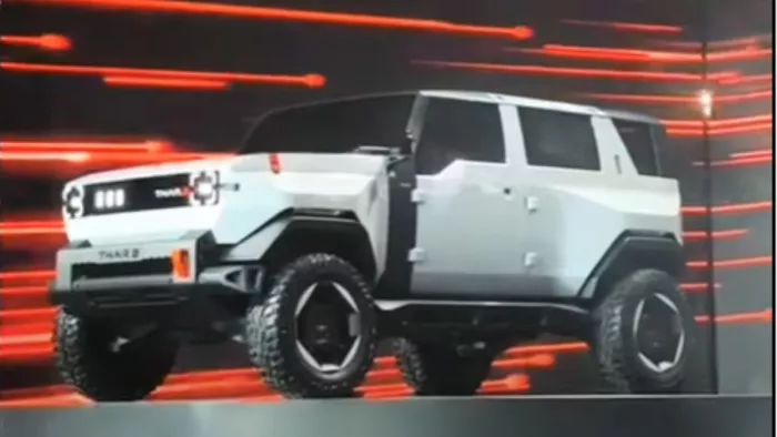 Mahindra Thar.e को इसके मौजूदा आईसीई मॉडल की तुलना में एक भविष्यवादी डिजाइन मिलता है।