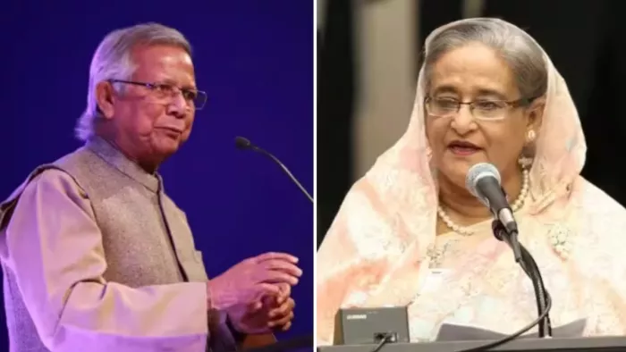 मुहम्मद यूनुस और शेख हसीना। (फाइल फोटो)