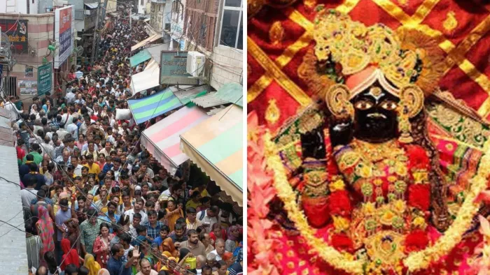 मंदिर के एंट्री पाइंट से लेकर प्रांगण पहुंचने में श्रद्धालुओं को करीब दो घंटे का समय लगा।