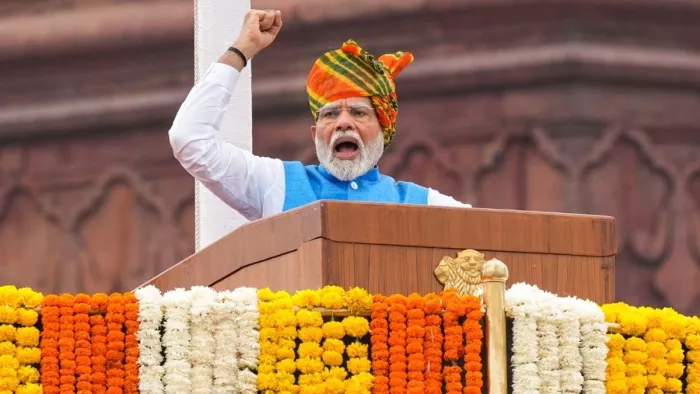 पीएम मोदी ने 97 मिनट लंबा भाषण दिया है (फोटो पीटीआई)
