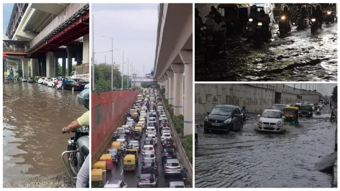 Delhi Rains: दिल्ली-एनसीआर पर तेज हवा के साथ बारिश।
