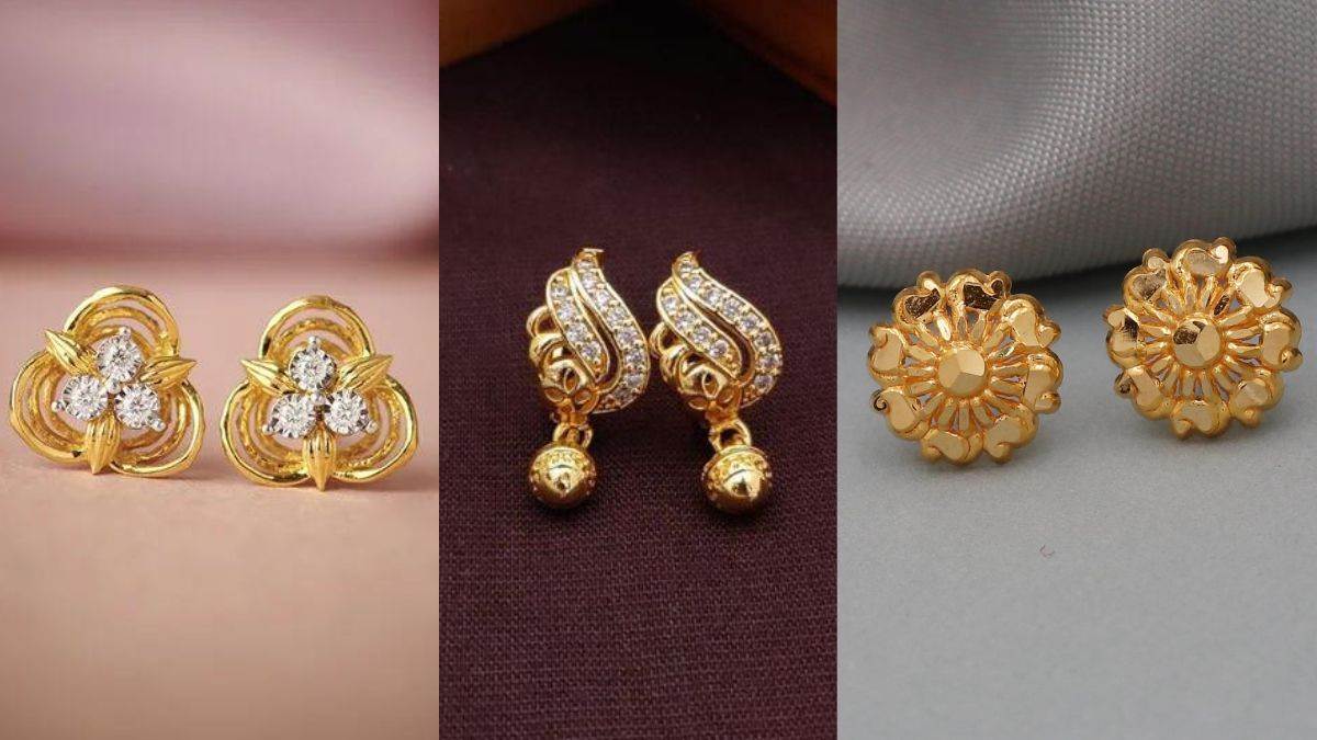 22K Gold Designer Stud Earrings – Ashok Jewellers Canada