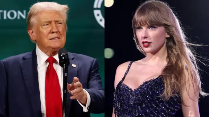 Trump attacks Taylor Swift: डोनाल्ड ट्रंप ने कहा कि वो टेलर स्विफ्ट से नफरत करते हैं।(फोटो सोर्स: सोशल मीडिया)
