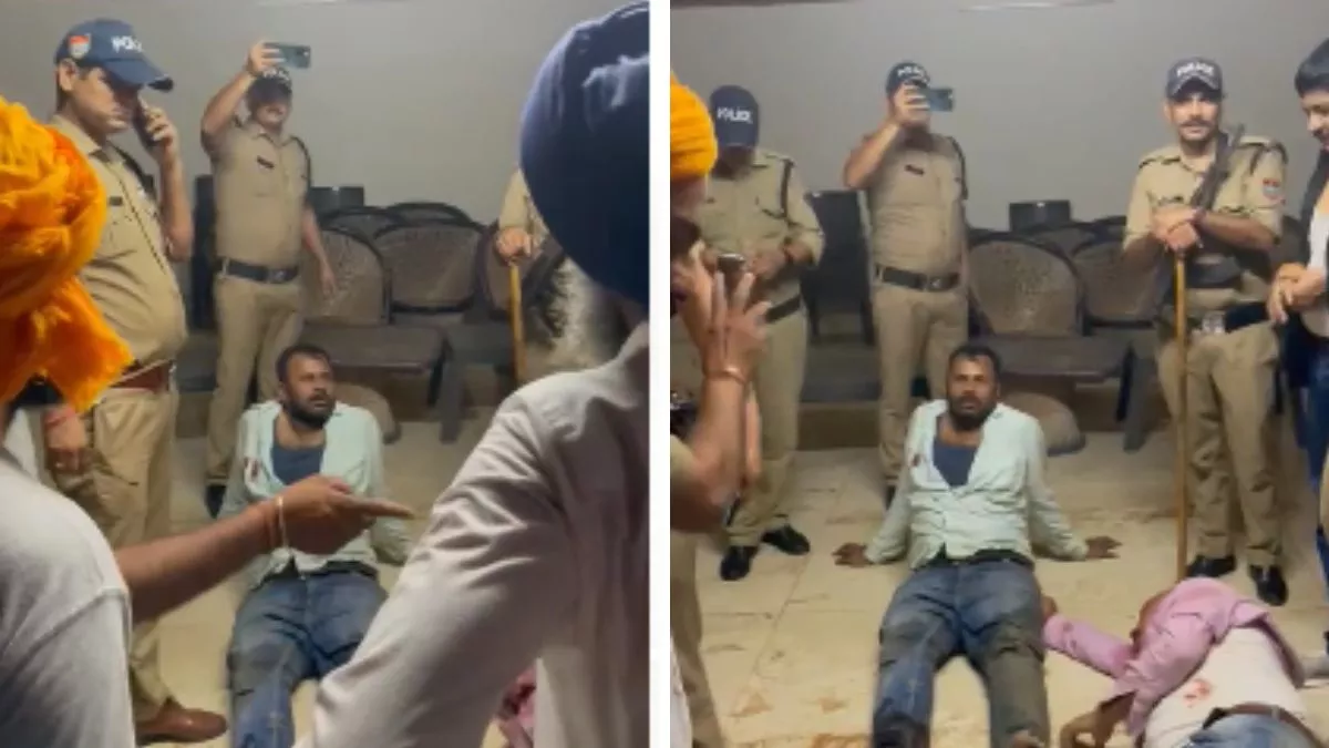 Attack on UP Police: घायल पड़े यूपी पुलिस के जवान व वीडियो बनाते उत्‍तराखंड के पुलिसकर्मी। सौ. वायरल वीडियो