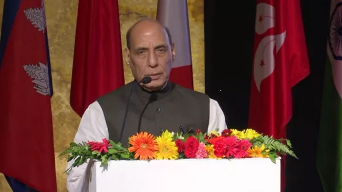 राजनाथ सिंह ने भारत -प्रशांत क्षेत्र में खुली, नियम-आधारित समुद्री सीमाओं के लिए भारत के संकल्प की पुष्टि की। (Photo-ANI)