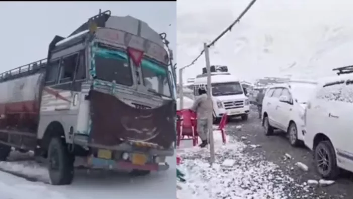 बारालाचा में हिमपात से सरचू में फंसे 20 वाहन