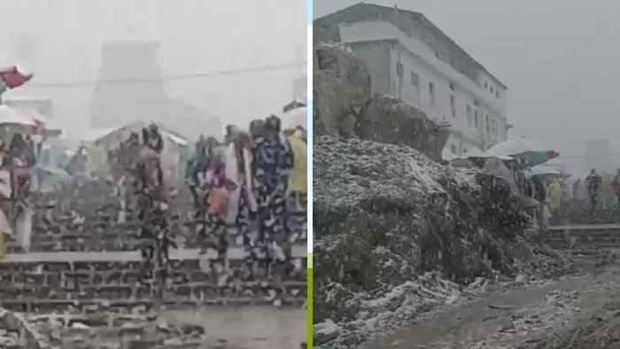 केदारनाथ धाम में हुई सीजन की पहली बर्फबारी