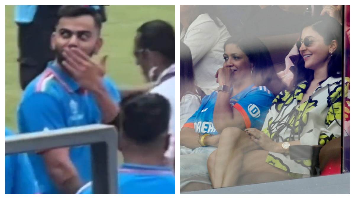 anushka sharma seen supporting virat kohli in india vs new zealand world cup 2023 semifinal match