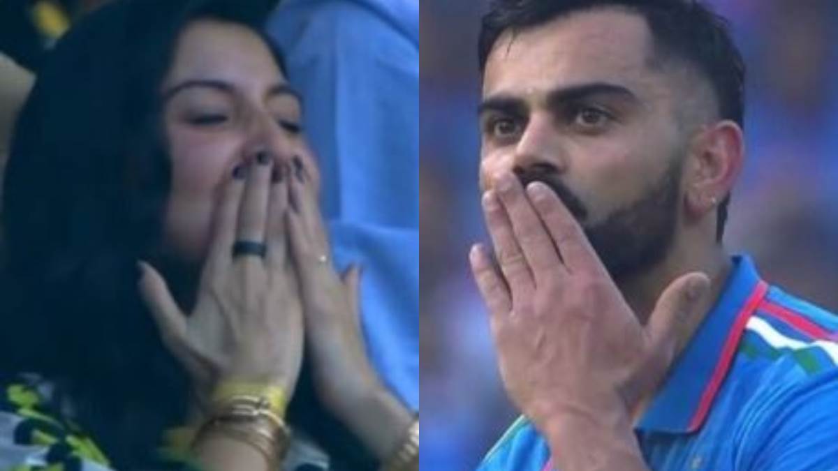 virat kohli break sachin tendulkar record with 100 in cricket world cup india vs new zealand semi finale match anushka sharma give flying kiss video viral