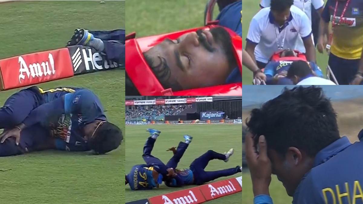 virat kohli ind vs sl 3rd odi hit powerful four jeffrey vandersay ashen bandara clashed badly injured to stop kohli boundary