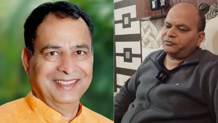 मोहन लाल बड़ौली और अमित बिंदल। फोटो में बाएं से दाएं