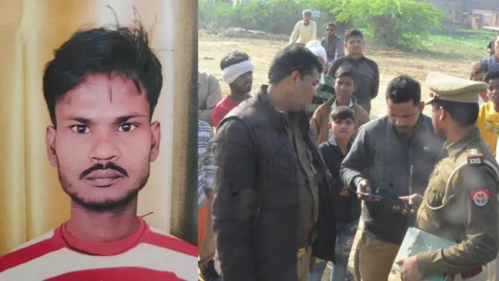 Firozabad News: मृतक सोनू की फाइल फोटो और छानबीन करती पुलिस टीम।