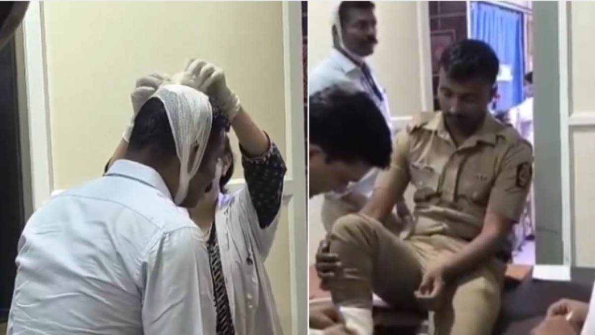 massive uproar in nashik stones pelted on police on night duty 15 policemen injured
