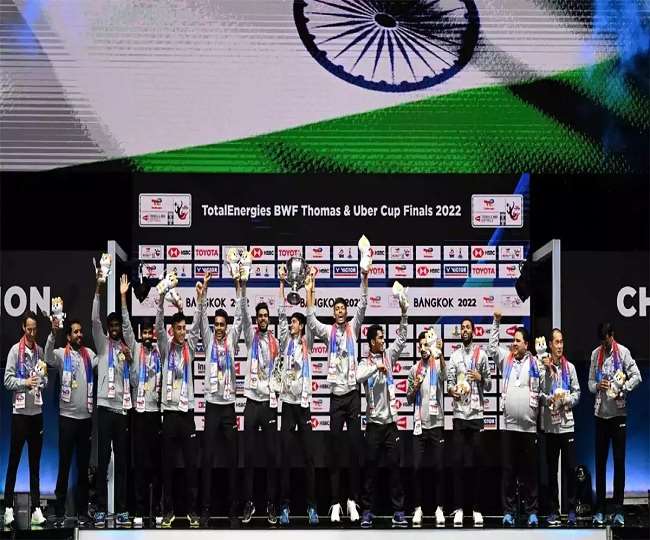थामस कप जीतने वाली भारतीय टीम (एपी फोटो)
